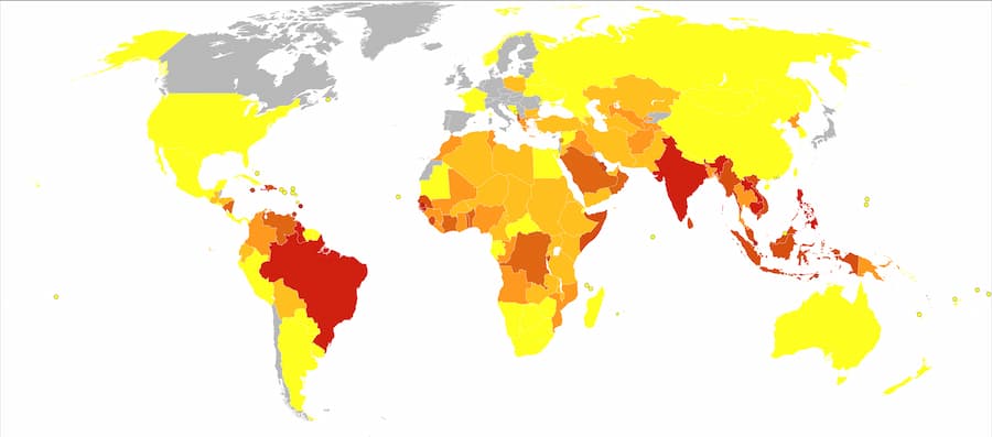 Dengue Fever World Map - Deaths