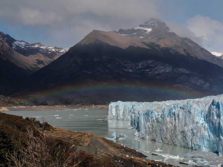 Glacier with rainbow